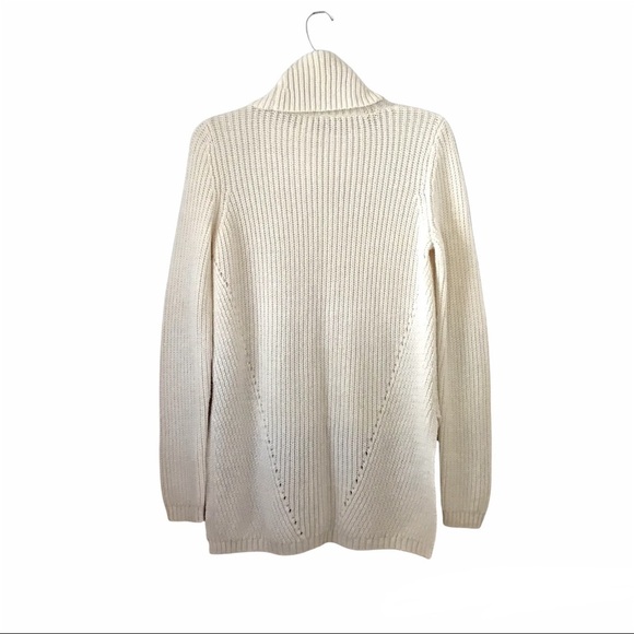Anthropologie Moth High Low Hem Cowl Neck Knit Ivory Wool Blend Sweater - Picture 5 of 11